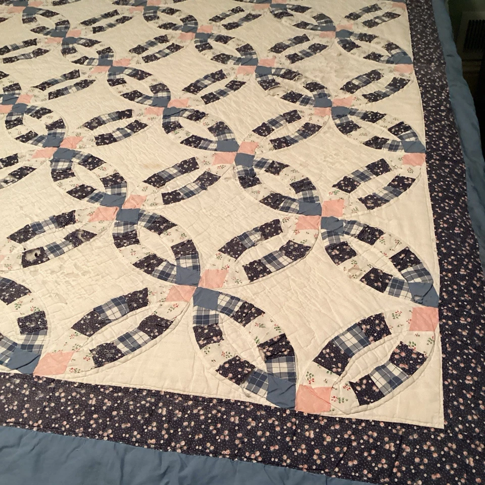 Полный двойной обручальное кольцо синий 85 «x 86» полный резак хлопок - Изображение 3 из 4