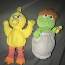 1997 Tyco Sesame Street Big Bird Oscar The Grouch Bean bag Plush Vintage