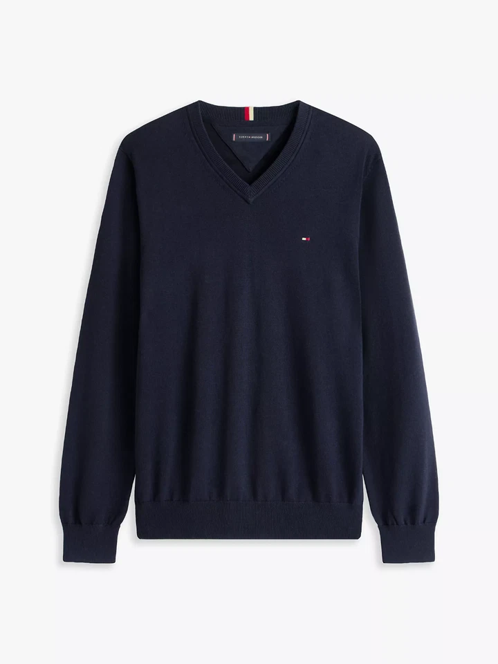 Tommy Hilfiger Herren Pullover V - Neck Pulli dunkelblau Größe M - XXXL - Bild 1 von 1