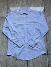 Brooks Brothers Mens Blue/White Check Plaid 100 Cotton Dress Shirt Non-iron 15.5