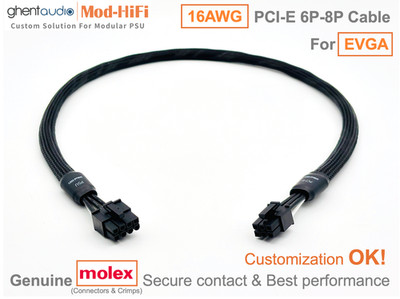  UPgrading-16AWG PCI-E GPU 6P Cable for EVGA G2 G3 G5 G+ P2 P3 T2 - 70cm/27inch