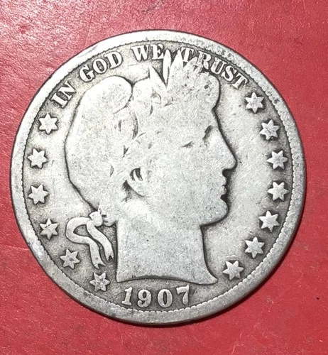 1907D US Barber SILVER Half Dollar "Denver" Mint! Good Details! Old US Coin
