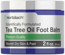 Tea Tree Foot Balm 2oz Moisturizing Cream for Dry Feet Heels Hands Knees Elbows