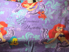 Little Mermaid Ariel Flounder Handmade Baby Blanket 25" x 29" Purple Fleece