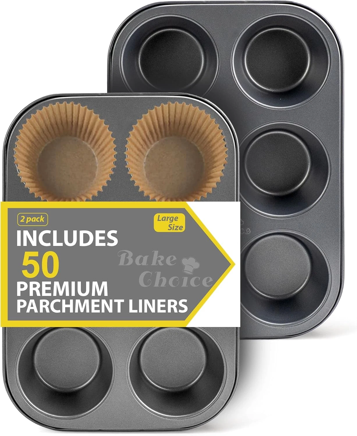 2 Pack Jumbo Muffin Pan for Baking, Extra Large Cupcake Pan includes 50 Natural
Opens in a new windo