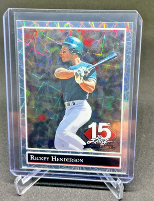 Carte De Baseball Rickey Henderson 2025 Leaf Seasons In The Sun - Auto Holo Rose /7 - Signée