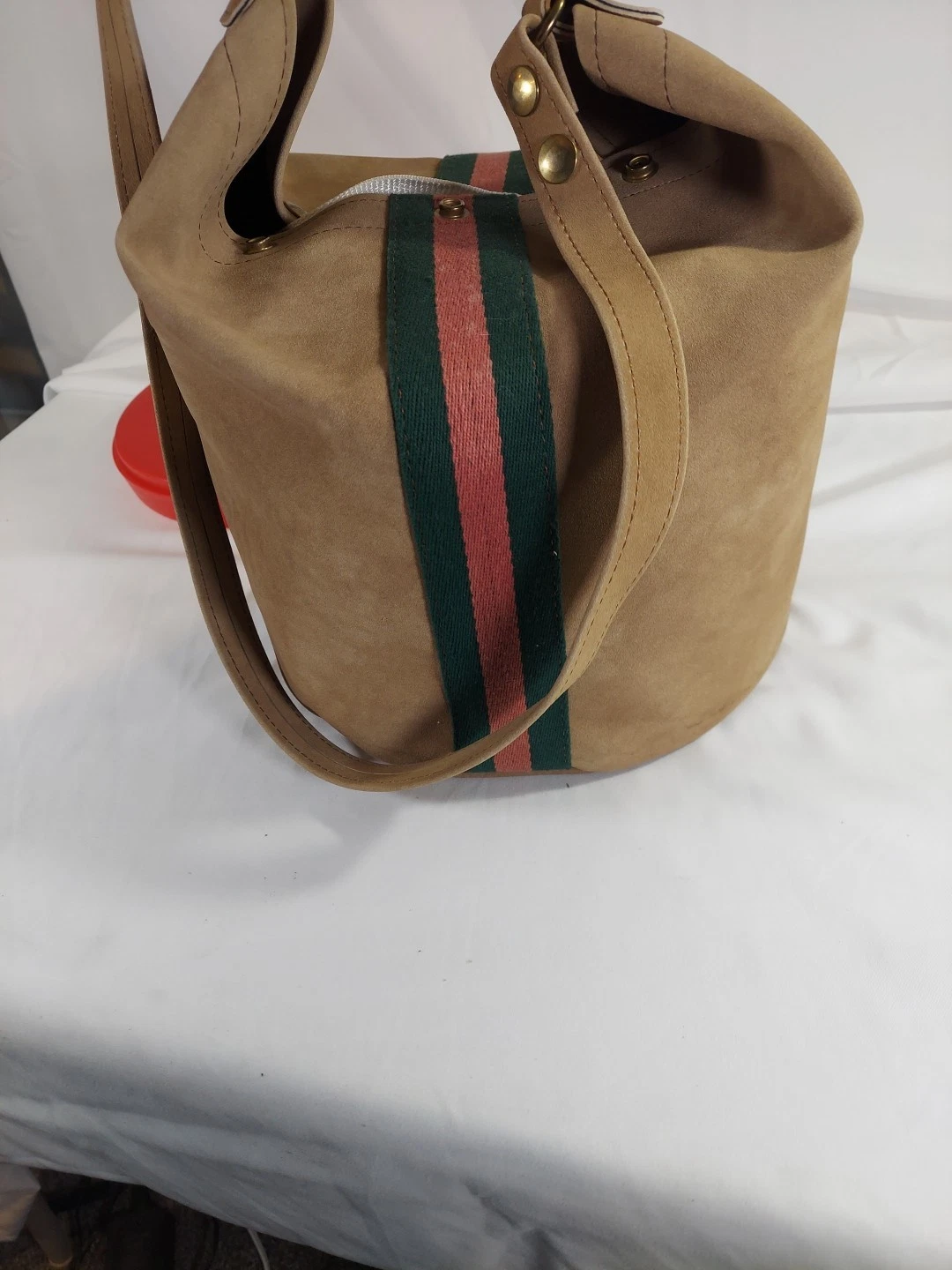 RAYE RARE! Vintage Hazel Mojave Suede Cooler Bag Striped Great Condition!