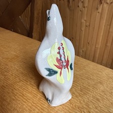 Salmon Falls Stoneware Pottery Red & Yellow Iris Pie Bird 5&rdquo;