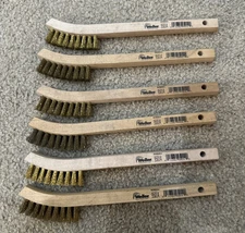 Qty:6 Weiler 95014 8-3/4" x 1/2" Crimped Brass Wire Brush Scratch Wood Handle