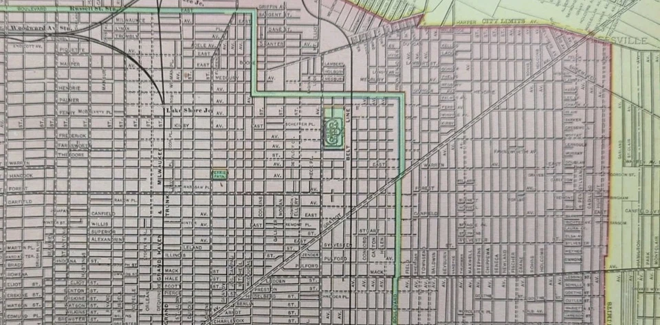 Vintage 1905 DETROIT MICHIGAN Map 22"x14" Old Antique Original WAYNE COUNTY MI - Image 4 of 4