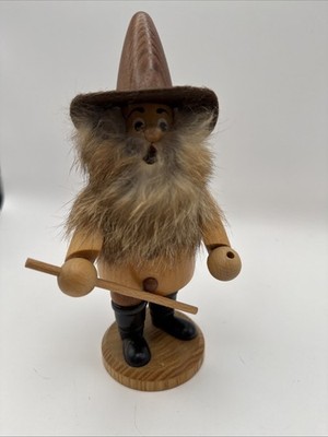 Vtg.  Erzgebirge Wood Smoker German Incense Burner Man 7.25  Never Used No Cones