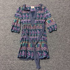 Vintage Y2K RIN London Retro Hippie Balloon Sleeve Shift Dress - Sz M Multicolor