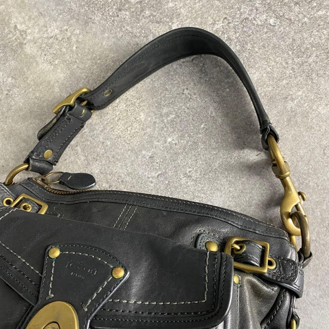 Coach Legacy Leather Hobo Shoulder Bag Black Turnlock Model 11127