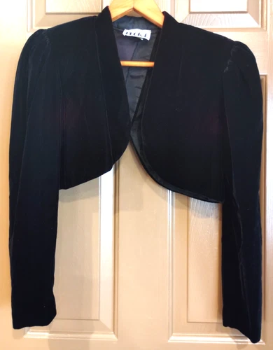 Vintage Niki Black Red Velvet Bolero Cropped Jacket Sz 8 Goth Steampunk