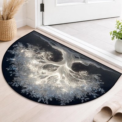 Half Round Area Rug 24''×36'' - Soft Washable Indoor Carpet Outdoor Doormat Ent...