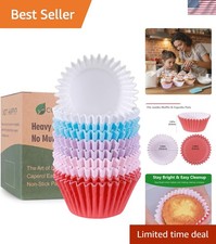 Heavy Duty Multicolor Jumbo Cupcake Muffin Liners for Baking - 100pcs Large G...