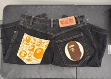 RARE Vintage Real BAPE Denim Shorts A Bathing Ape Size XL