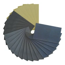 Premium 3-2/3" X 9" Wet or Dry Sandpaper, Grits 800, 1000, 1500, 2000, 3000 (5 E