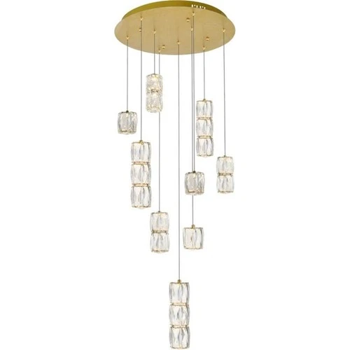 Elegant Lighting Polaris 9 Light Royal Cut Crystal LED Pendant in Gold - Picture 3 of 7