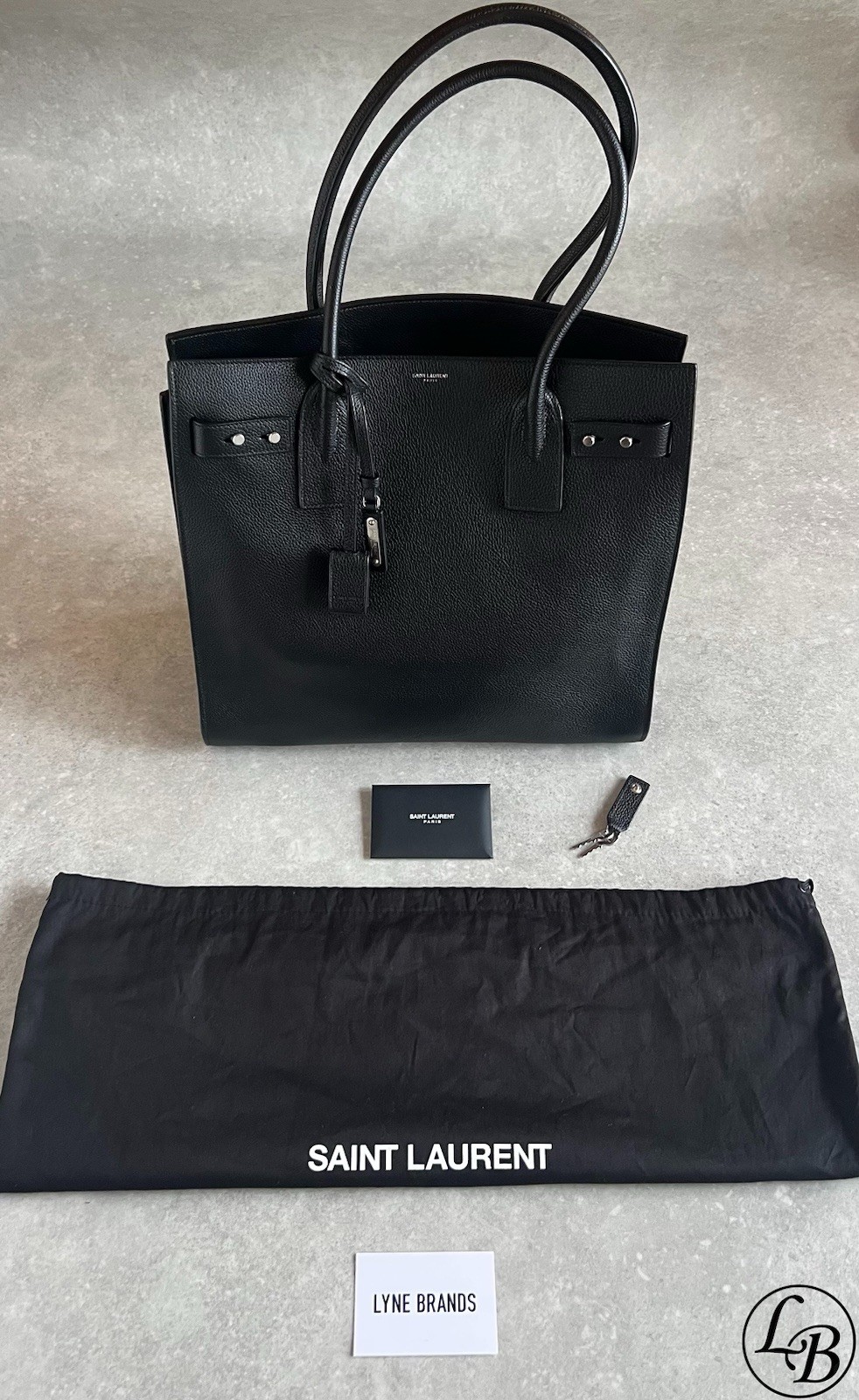 Saint Laurent Black Borsa tote sacca de jour nord sud in pelle venata