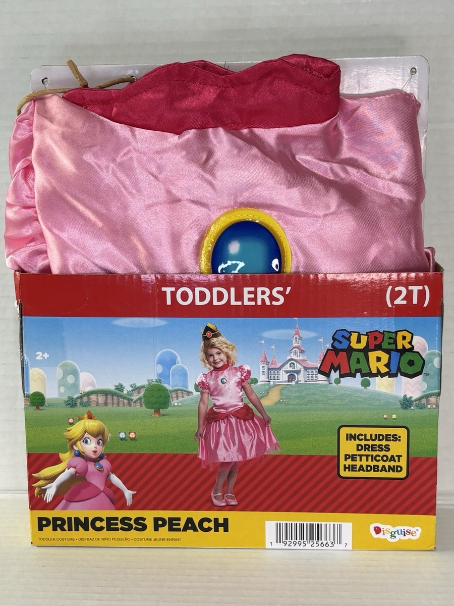Princess Peach Costume 2T Dress Petticoat Crown Headband Super