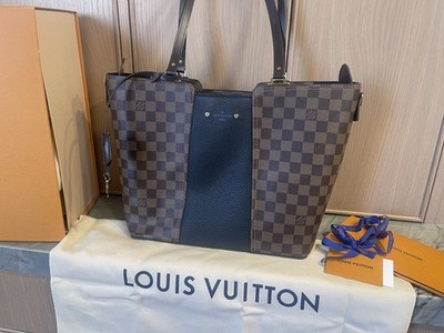 Louis Vuitton Damier Ebene Medium Zip Tote Brown/Black w/ Dust Bag, Key