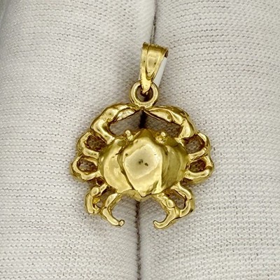 10k Gelbgold Diamantschliff Krabbe Tier Charm Anhänger Ozean Strand Maritim Juwelier