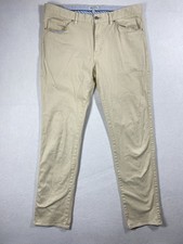 Peter Millar Sateen Pants Mens 35x32 Tan Golf Performance Chino Stretch Preppy