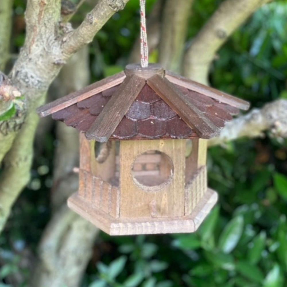 DARLUX Sechseck Vogel Futter Haus Futterstelle Vogelhaus Hängend Blau
