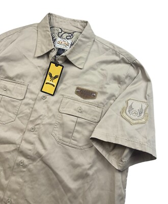Vintage Men s Avirex Flight Club Button Up Short Sleeve Shirt Military Size XL