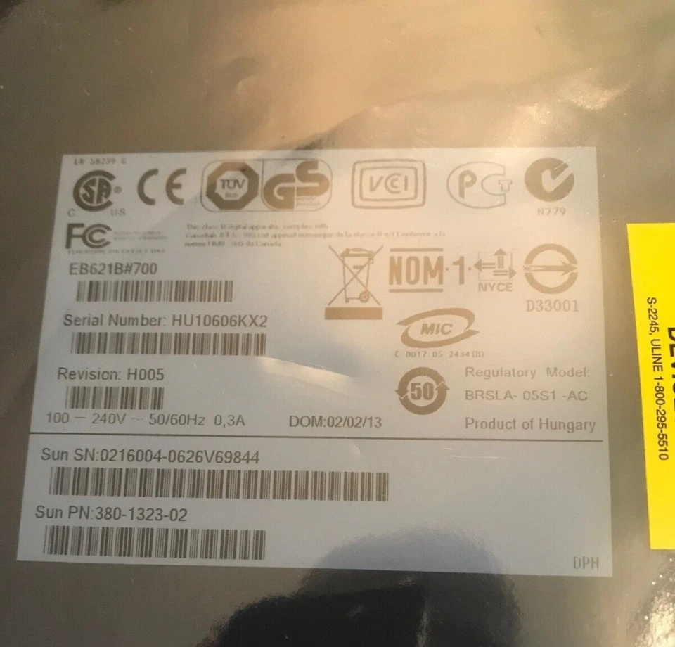 SUN DAT72 SCSI External EB621B#700 380-1323 380-1543 DDS5 SG-XTAPDAT72-D2 - Image 2 of 2