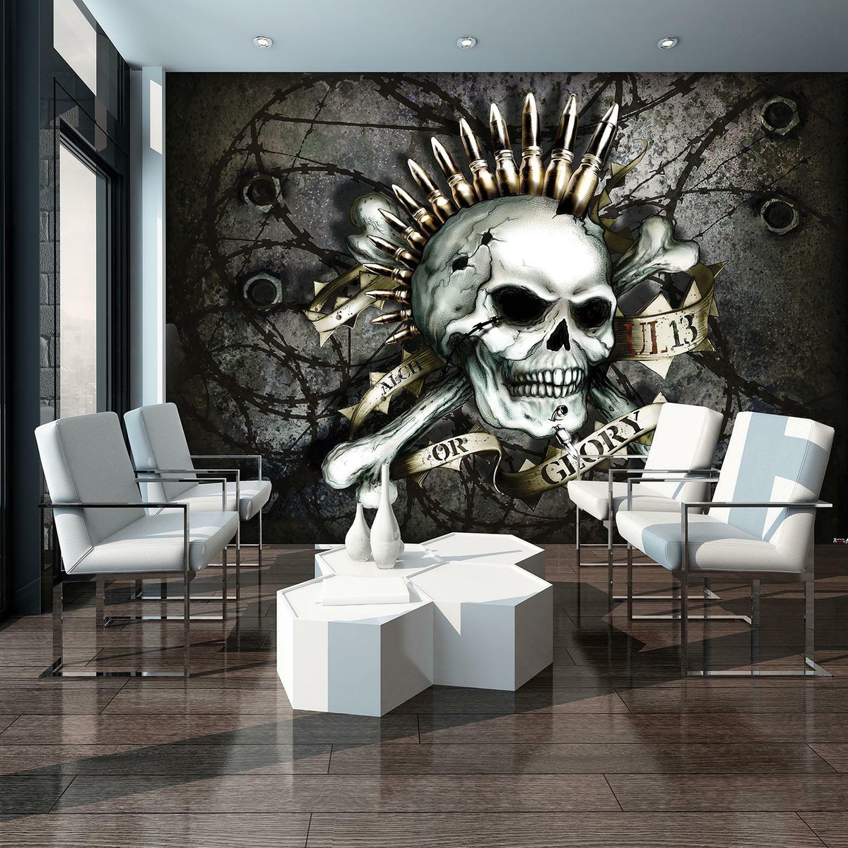 Gothic Totenkopf-Teppich 180x230cm - Vintage Design Für Wohnzimmer & Halloween-Deko