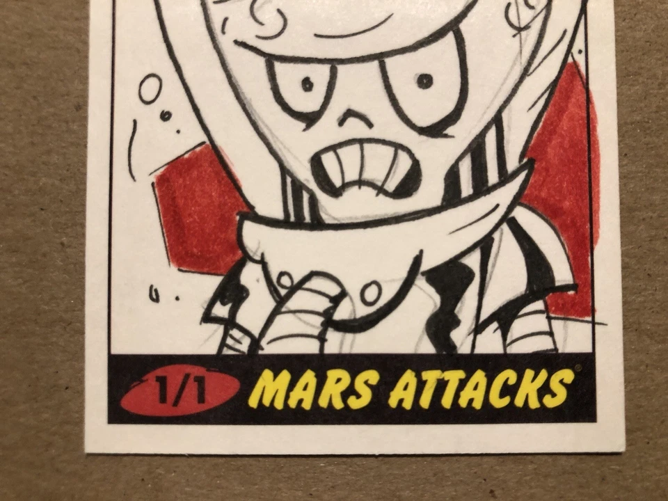 2012 Topps MARS ATTACKS 1/1 SKETCH CARD — Signed By MIKE HAMPTON — NM - Image 3 of 4