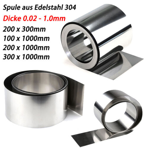 304 tôles en acier inoxydable plaque épaisseur 0,02 mm à 1 mm panneau métallique 100 mm - 300 mm à faire soi-même - Photo 1/9