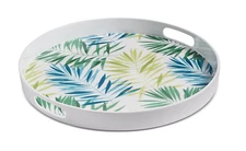 Martha Stewart Collection Melamine Round Serve Tray, Leafy Botanical Motif 