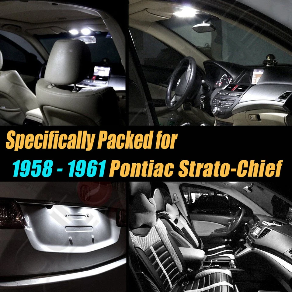 Kit de bombillas LED interiores de coche blancas de 10 piezas para Pontiac Strato-Chief 1958-1961 Foto 2 de 4