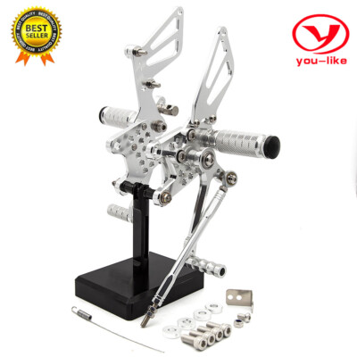 CNC Front Foot Pegs Rearset Footpegs Silver Fit SUZUKI GP GSXR600 2000 2001-2005