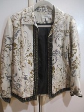 COLDWATER CREEK M lined artsy linen blend JACKET open front