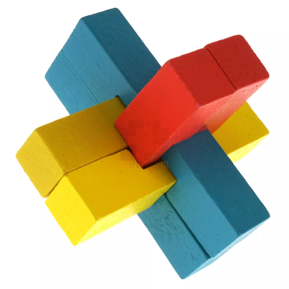 6-Piece Wooden Color Block Puzzle, Red/Yellow/Blue