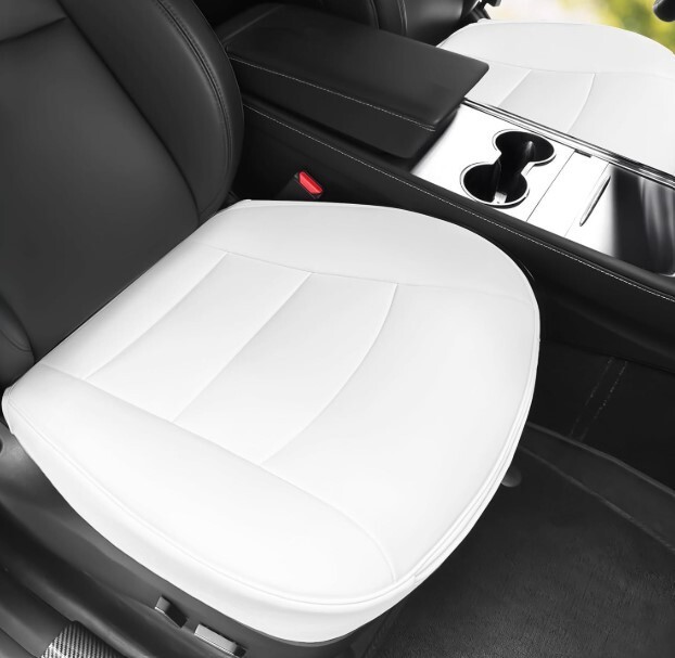 Tesla Model Y Car Seat Bottom Protector for 2020-2024 (White, 2pcs)-image