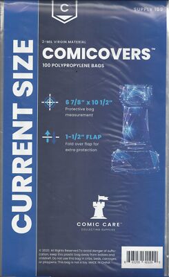 Comic Care Current Comic Polypropylene Bags 6-7/8'' x 10 1/2'' Plus 1 1/2'' Flap