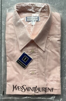 Yves Saint Laurent Men s Button Up Dress Shirt Seashell 16 1/2 34-35 NWT