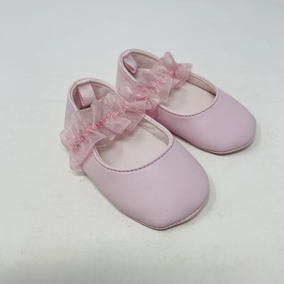 First Impressions Bebé Niñas Talla 3C Sin Cordones Tul Ballet Pisos en Rosa Claro Foto 4 de 4