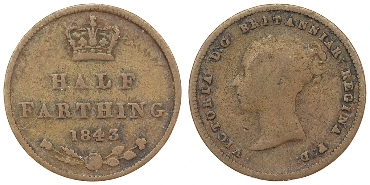 イギリス 1843 ハーフファージング　銅貨　未使用　MS62 RB NGC 1843 Year UK Farthings for sale | eBay