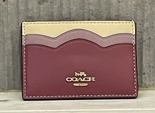 NWT COACH Petal Card Case Wallet Glovetanned & Smooth Leather CW923