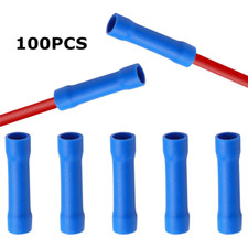 100Pcs Blue16-14 AWG New Car Audio/Alarm Wire Butt Connector Terminals GA Gauge