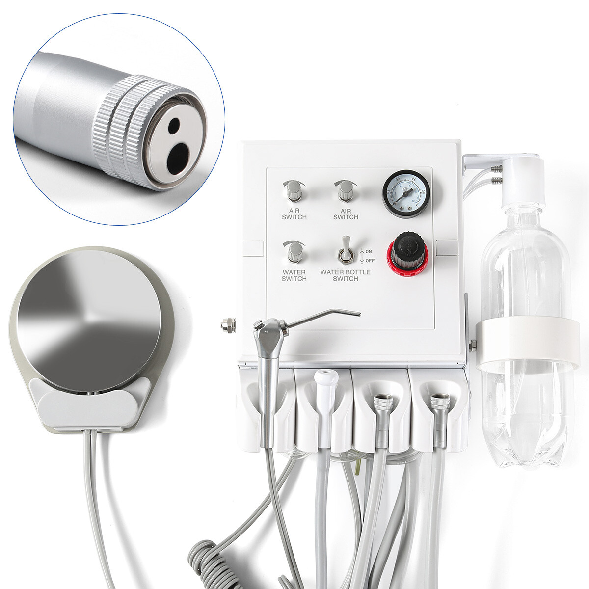 AZDENT Portable Dental Turbine Unit With Weak Suction - Works With Air Compressor (2 Or 4 Hole)