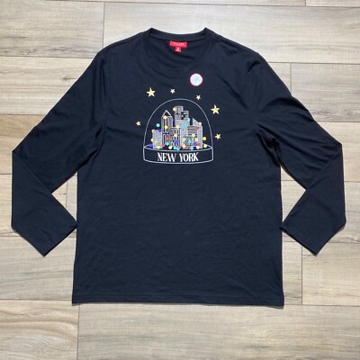 Macys Family PJs Mens New York Snow Globe Pajama Top Size XL Black