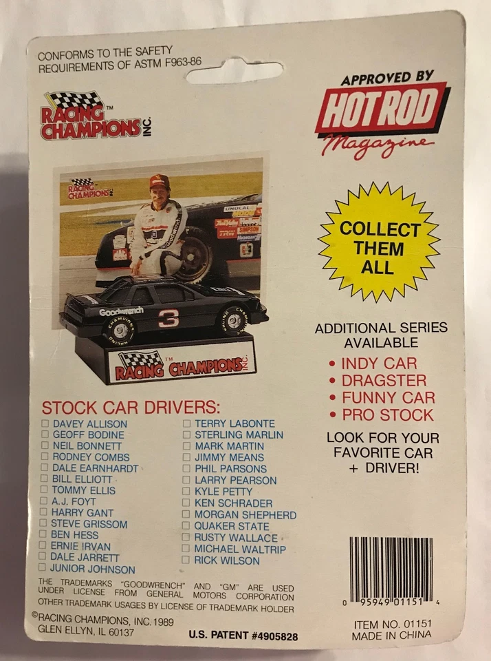 1989 #9 BILL ELLIOTT СЕРИИ 1 - РЕЗИНОВАЯ ШИНА - ОРАНЖЕВАЯ КРАСКА #1224             - Изображение 2 из 2