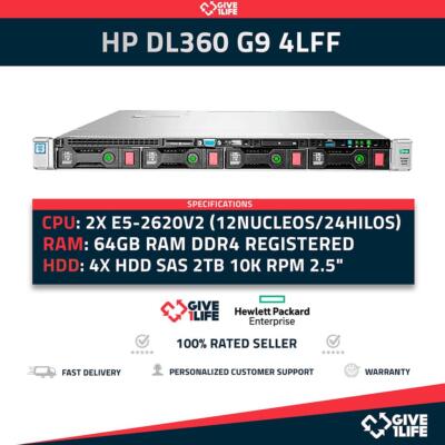 HP DL360 G9 4LFF Rack Server 2x E5-2620v3 +64GB RAM +P440AR +4x2TB - HSTNS-...